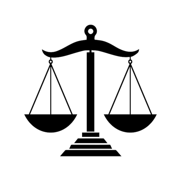Ícono de escala Tema de ley y justicia Diseño aislado Ilustración vectorial