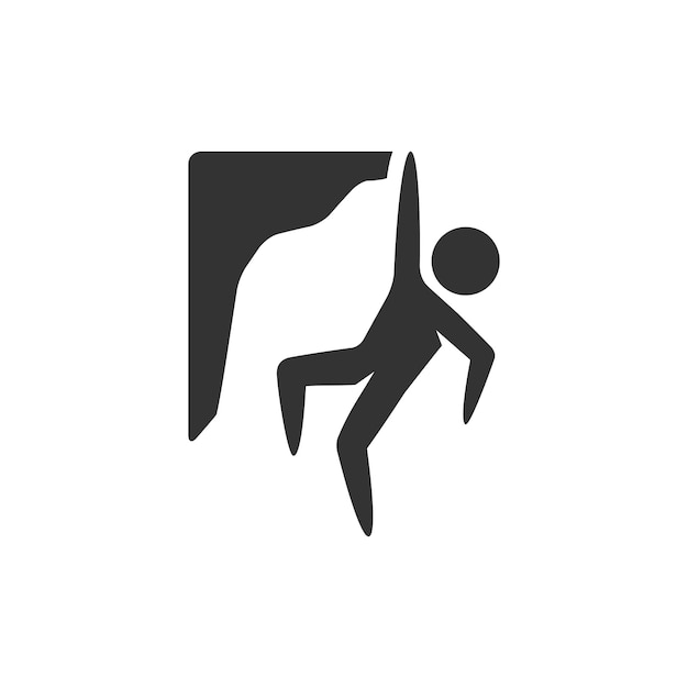 Icono de escalada en roca en blanco y negro