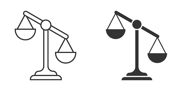 Icono de escalas en estilo plano Ilustración vectorial de Libra en un fondo aislado Concepto de negocio de signos de comparación de masa