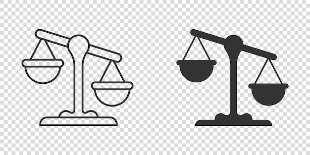 Icono de escalas en estilo plano Ilustración vectorial de Libra en un fondo aislado Concepto de negocio de signos de comparación de masa