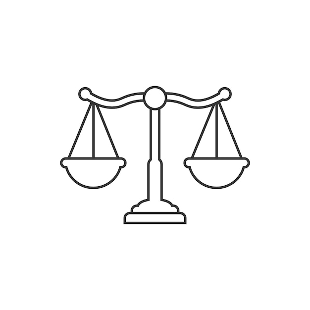 Icono de escalas en estilo plano Ilustración vectorial de Libra en un fondo aislado Concepto de negocio de signos de comparación de masa