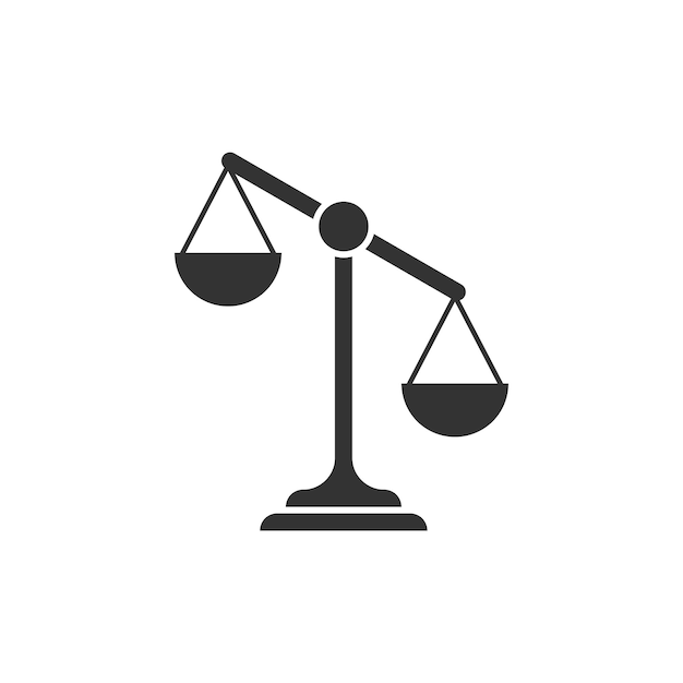 Icono de escalas en estilo plano Ilustración vectorial de Libra en un fondo aislado Concepto de negocio de signos de comparación de masa