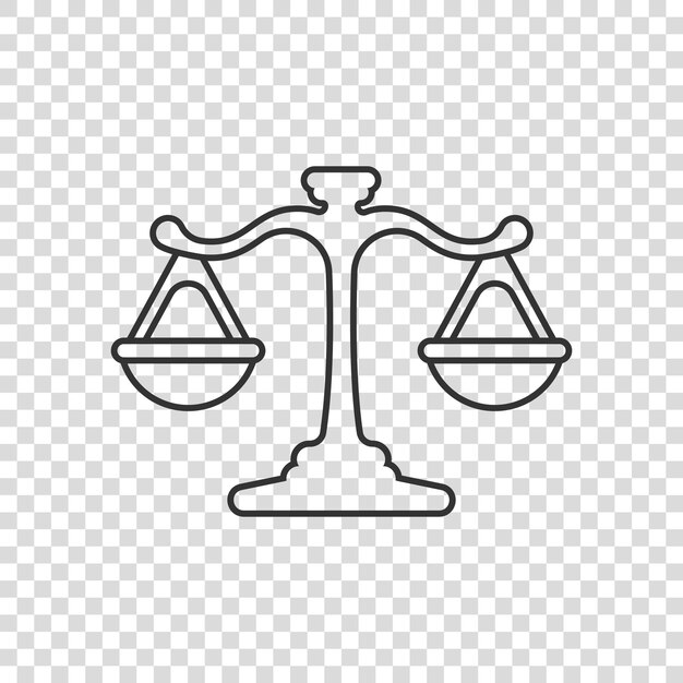 Icono de escalas en estilo plano Ilustración vectorial de Libra en un fondo aislado Concepto de negocio de signos de comparación de masa