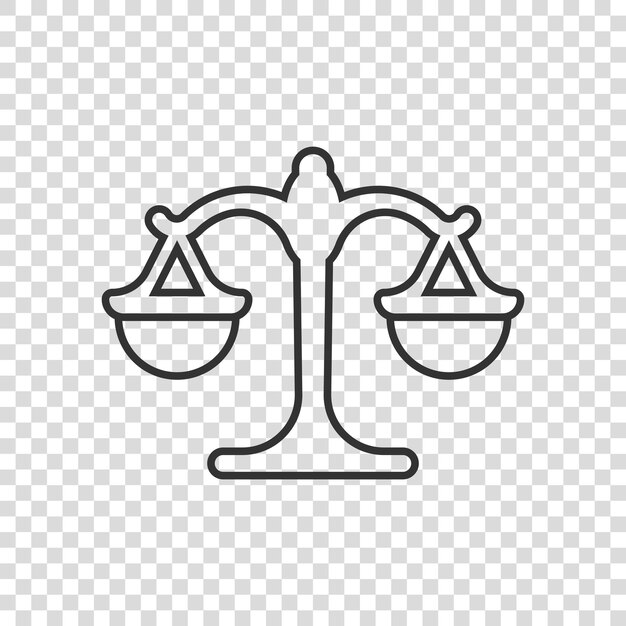 Icono de escalas en estilo plano Ilustración vectorial de Libra en un fondo aislado Concepto de negocio de signos de comparación de masa