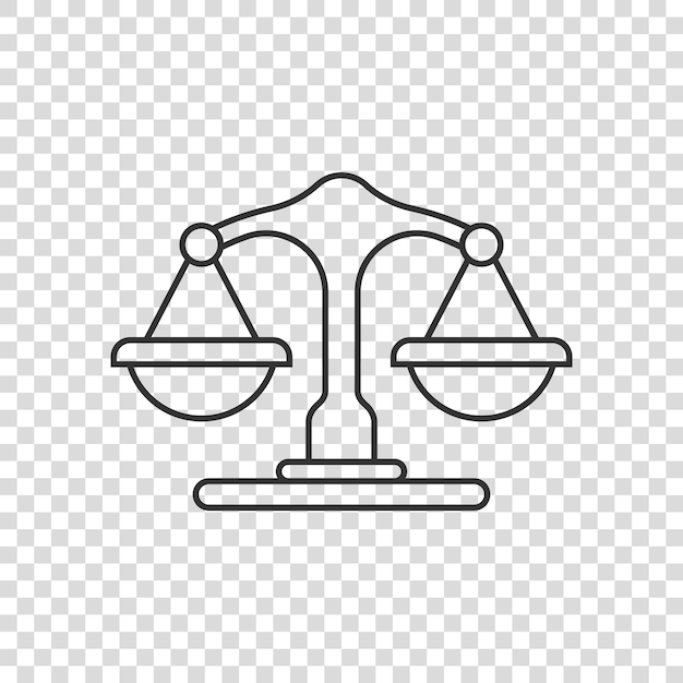 Icono de escalas en estilo plano Ilustración vectorial de Libra en un fondo aislado Concepto de negocio de signos de comparación de masa