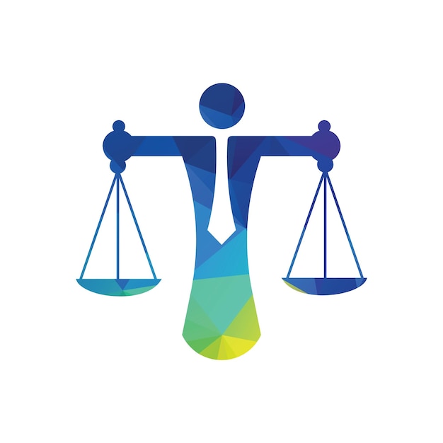 Icono de escalas de explotación de empresario Vector de logotipo de equilibrio de retención de hombre