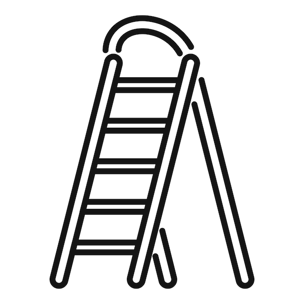 Icono de escalera de aluminio vector de contorno Construcción de madera Portátil interior