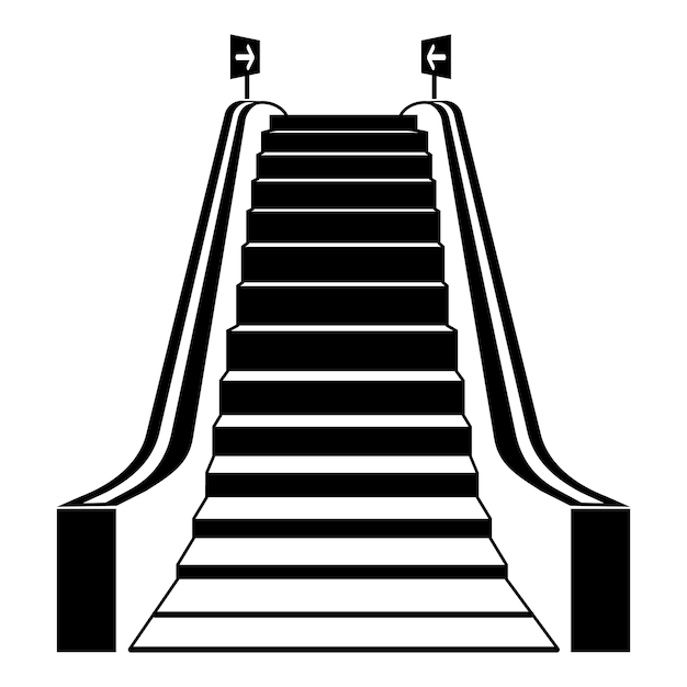 Icono de escalera mecánica del centro comercial Ilustración simple del icono de vector de escalera mecánica del centro comercial para diseño web aislado sobre fondo blanco