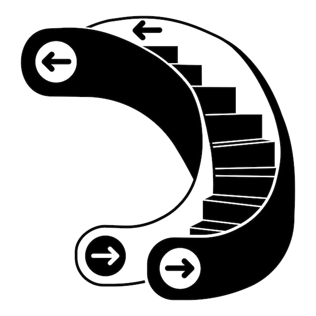 Icono de escalera mecánica curva Ilustración simple del icono de vector de escalera mecánica curva para diseño web aislado sobre fondo blanco