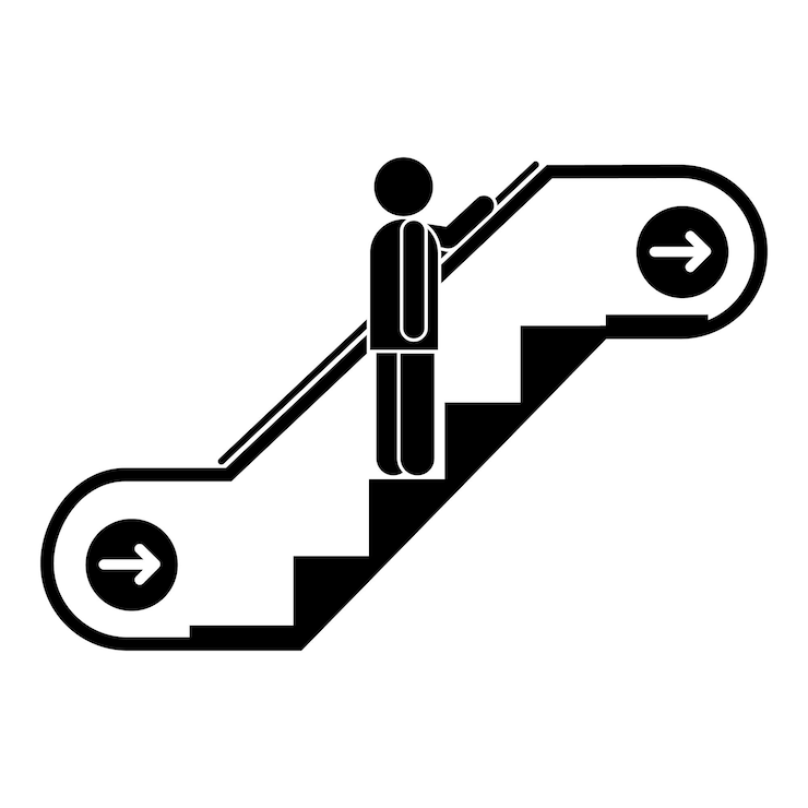Vector icono de escalera mecánica de hombre ilustración simple del icono de vector de escalera mecánica de hombre para diseño web aislado sobre fondo blanco