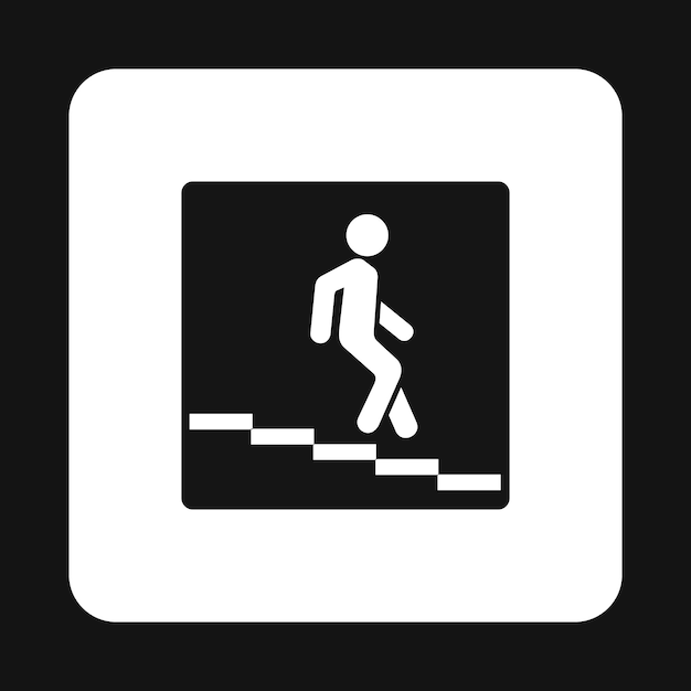 Icono de escalera mecánica de señal en estilo simple aislado en fondo blanco Reglas del símbolo de la carretera