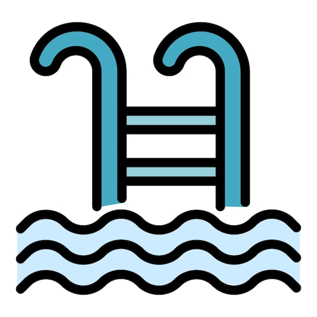 Icono de escalera de piscina Contorno Icono de vector de escalera de piscina para diseño web aislado en color de fondo blanco plano
