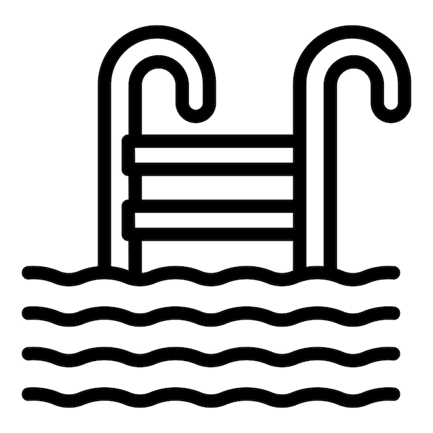 El icono de la escalera de la piscina en fondo blanco