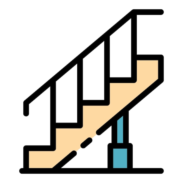 El icono de la escalera de reconstrucción contorno de las escaleras de reconstrucción icono vectorial color plano aislado