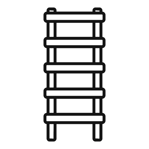 Icono de escalera de trabajador vector de contorno soporte de madera soporte interior
