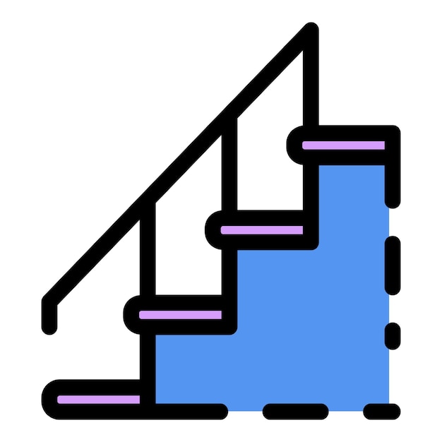 Icono de escaleras del centro comercial Contorno del icono de vector de escaleras del centro comercial color plano aislado
