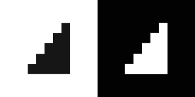icono escaleras conjunto de logotipos vectoriales de arte de línea negra