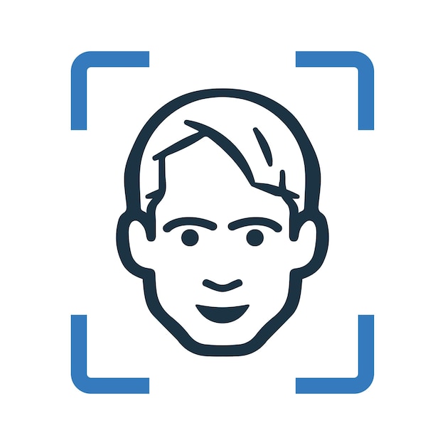 Icono de escaneo facial de autenticación Diseño vectorial editable simple aislado en un fondo blanco