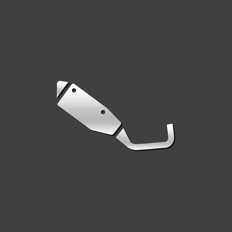 Vector icono de escape de motocicleta en estilo de color gris metálico reparación de transporte de automóviles