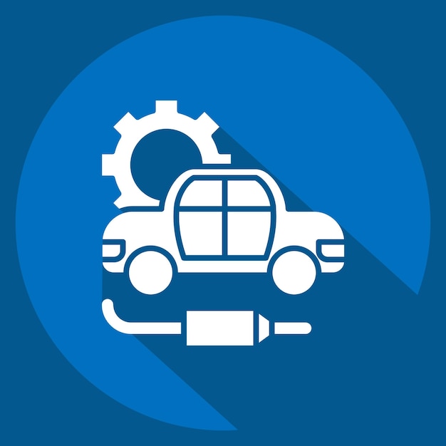 Icono de escape relacionado con el símbolo de mantenimiento del automóvil estilo sombra larga ilustración simple