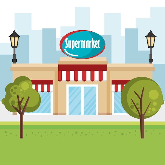 Icono de escena de construcción de supermercado