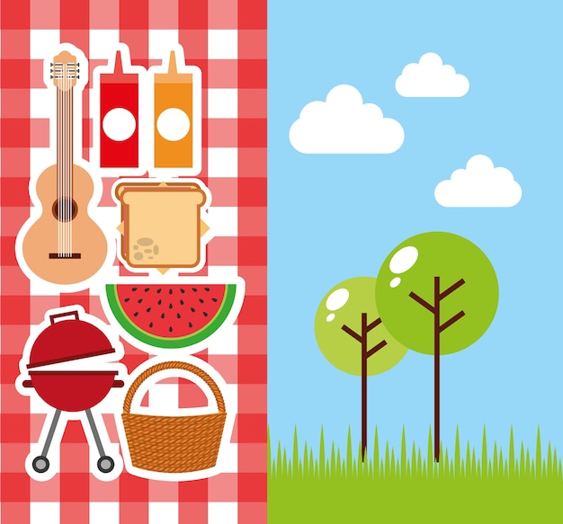 Vector icono de escena de fiesta de picnic