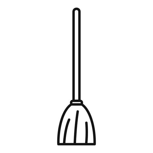 Icono de escoba de servicio de habitaciones Icono de vector de escoba de servicio de habitaciones de contorno para diseño web aislado sobre fondo blanco