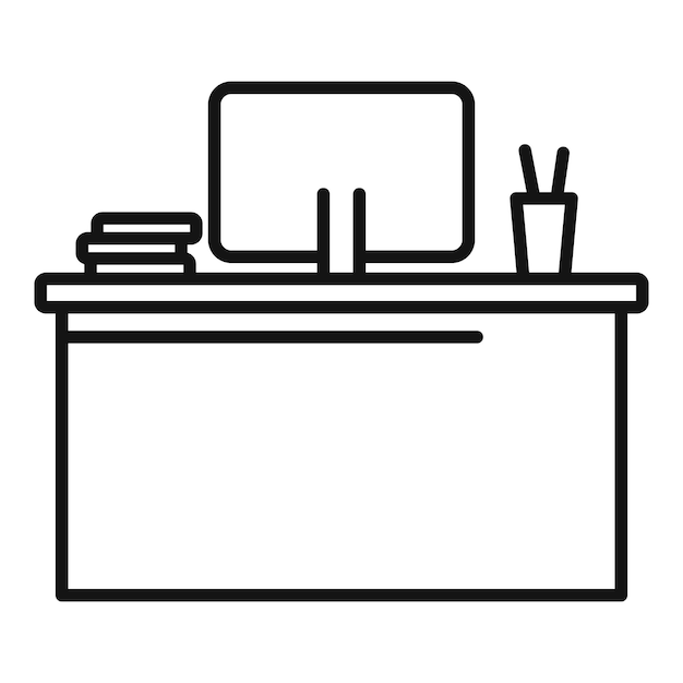 Icono de escritorio del administrador de oficina Icono de vector de escritorio del administrador de oficina de esquema para diseño web aislado en fondo blanco