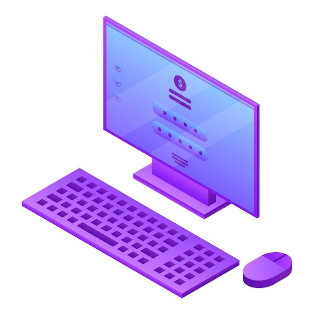 Icono de escritorio de computadora Isométrico de icono de vector de escritorio de computadora para diseño web aislado sobre fondo blanco
