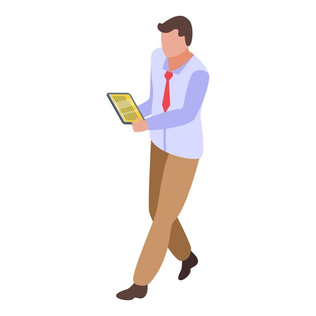 Icono de escritura del administrador de tableta Isométrico del icono de vector de escritura del administrador de tableta para diseño web aislado sobre fondo blanco