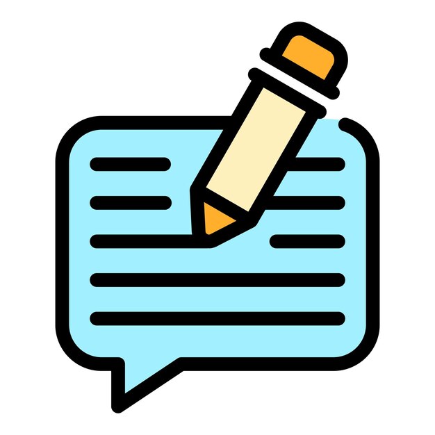 Icono de escritura de chat Contorno de escritura de conversación Icono vectorial de color plano aislado