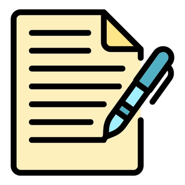 Icono de escritura de documentos Contorno de escritura de documento Icono vectorial de color plano aislado