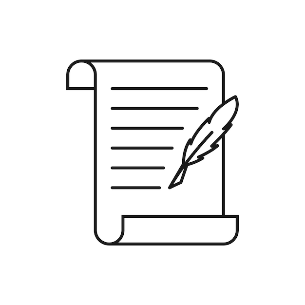 Ícono de escritura de historia Estilo de línea para plantilla web y aplicación Línea delgada simple libro de poesía concepto educación diseño de ilustración vectorial en fondo blanco