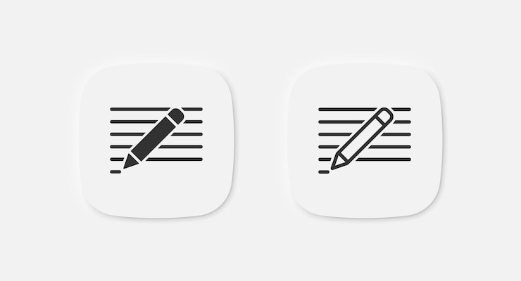 Vector ícono de escritura con lápiz símbolo de edición de documento con lápic notas símbolos de lista íconos de letras signo aislado vectorial