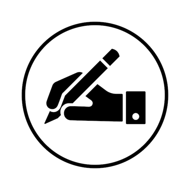 Ícono de escritura a mano Ilustración vectorial negra