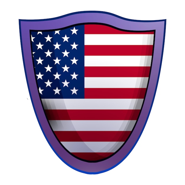 Icono de escudo de América Ilustración realista de icono de vector de escudo de América para diseño web aislado sobre fondo blanco
