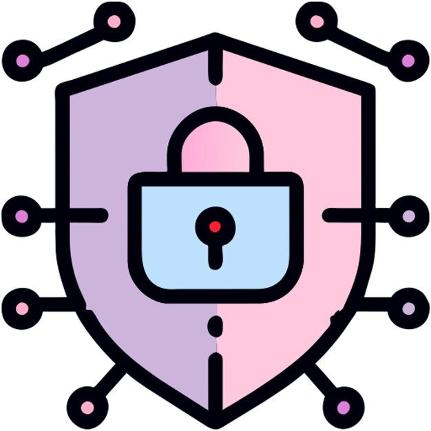icono del escudo de ciberseguridad contorno de colores