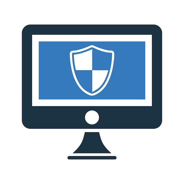 Icono de escudo de cortafuegos de seguridad de monitor de computadora Diseño vectorial sencillo