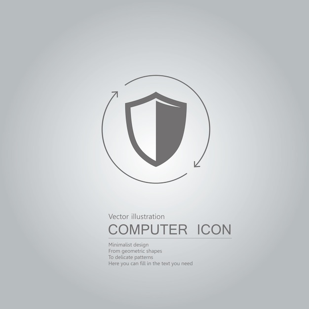 Icono de escudo dibujado por vectores. Aislado sobre fondo gris.