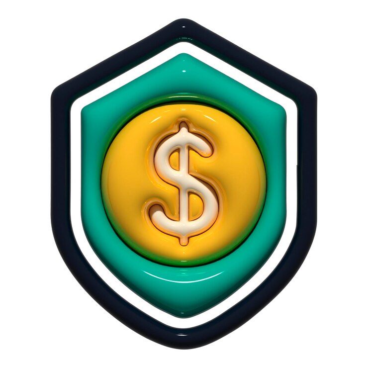 El icono del escudo de dólares de pago seguro