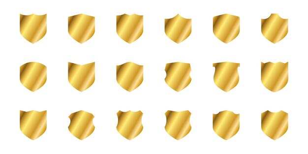 icono de escudo escudo dorado conjunto de protección escudo múltiples opciones vector de acciones