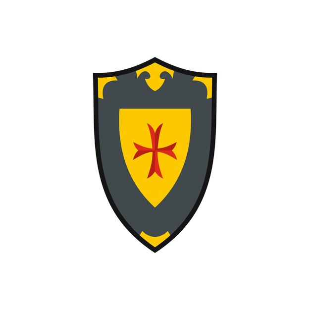 Icono de escudo heráldico en estilo plano sobre un fondo blanco