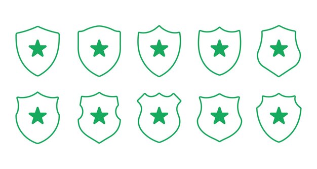 Ícono de escudo Icono de escodo con estrella blanca de protección de insignia de seguridad vector de seguridad