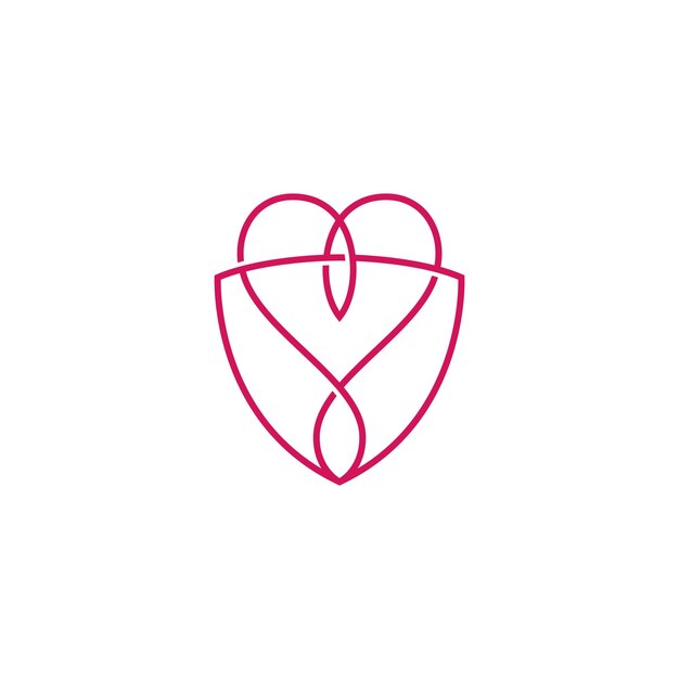 Vector icono de escudo línea de arte vectorial diseño de logotipo con símbolo de corazón de amor