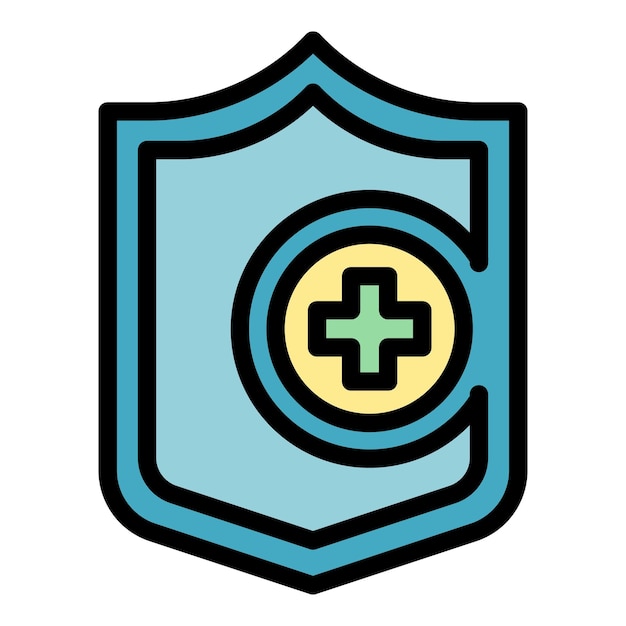 Icono de escudo médico Contorno icono de vector de escudo médico color plano aislado