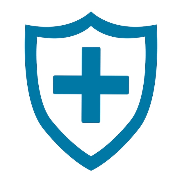 Icono de escudo médico del sistema inmunitario en un diseño moderno de estilo plano