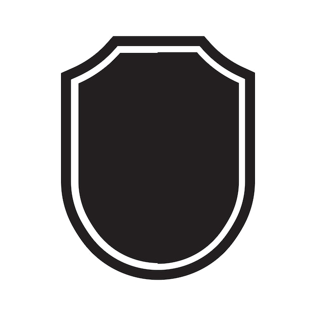icono de escudo negro con vector de marco inferior redondo