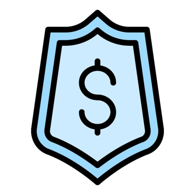 Icono de escudo de planificación financiera Contorno Icono de vector de escudo de planificación financiera para diseño web aislado en color plano de fondo blanco