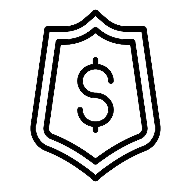 Icono de escudo de planificación financiera Contorno icono de vector de escudo de planificación financiera para diseño web aislado sobre fondo blanco