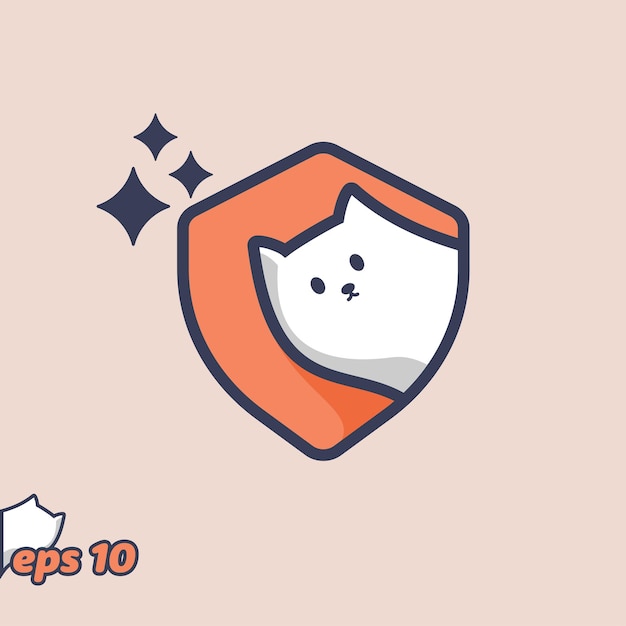 Icono de escudo de protección de gato asomándose